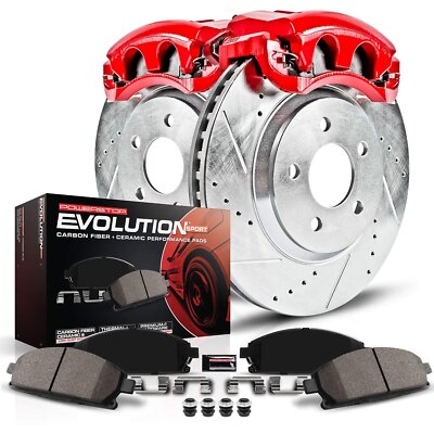 Power Stop KC1233A Z23 Evolution Sport Front Caliper Brake Kit- Brake Rotor,...