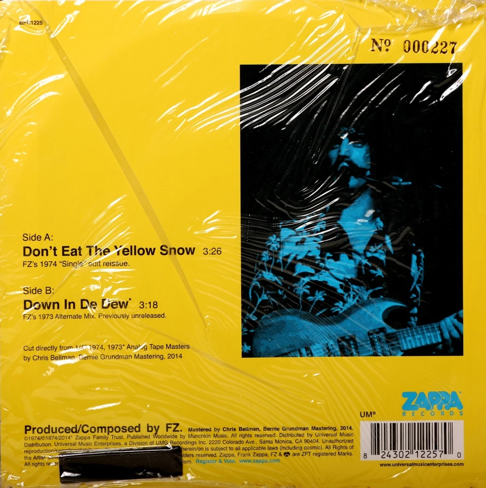 Frank Zappa RSD 2014 - Don't Eat the Yellow Snow - Ltd Ed NEW MINT SEALED RARE! - Image 2 of 2