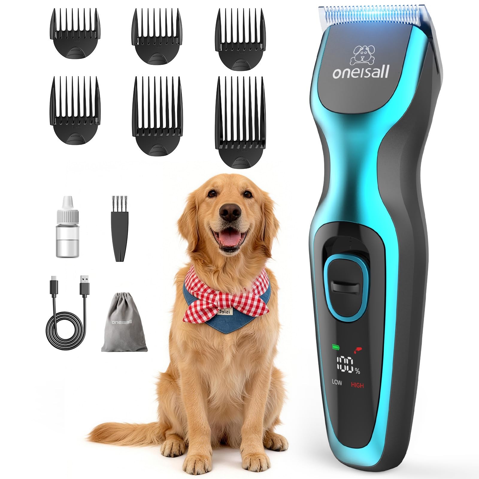 oneisall Dog Clippers Professional for Thick Hair Heavy Duty Grooming Kits with