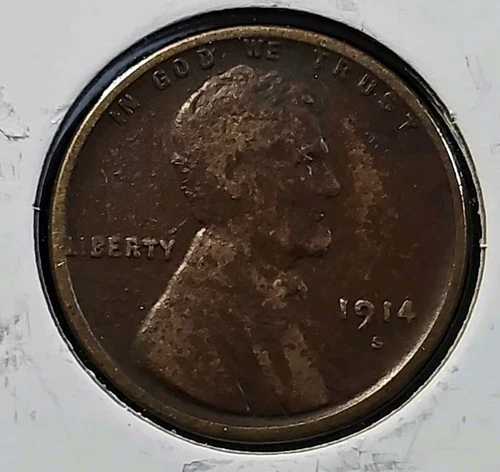 1914 S Lincoln Cent Penny - Very Good Condition LC14S-1