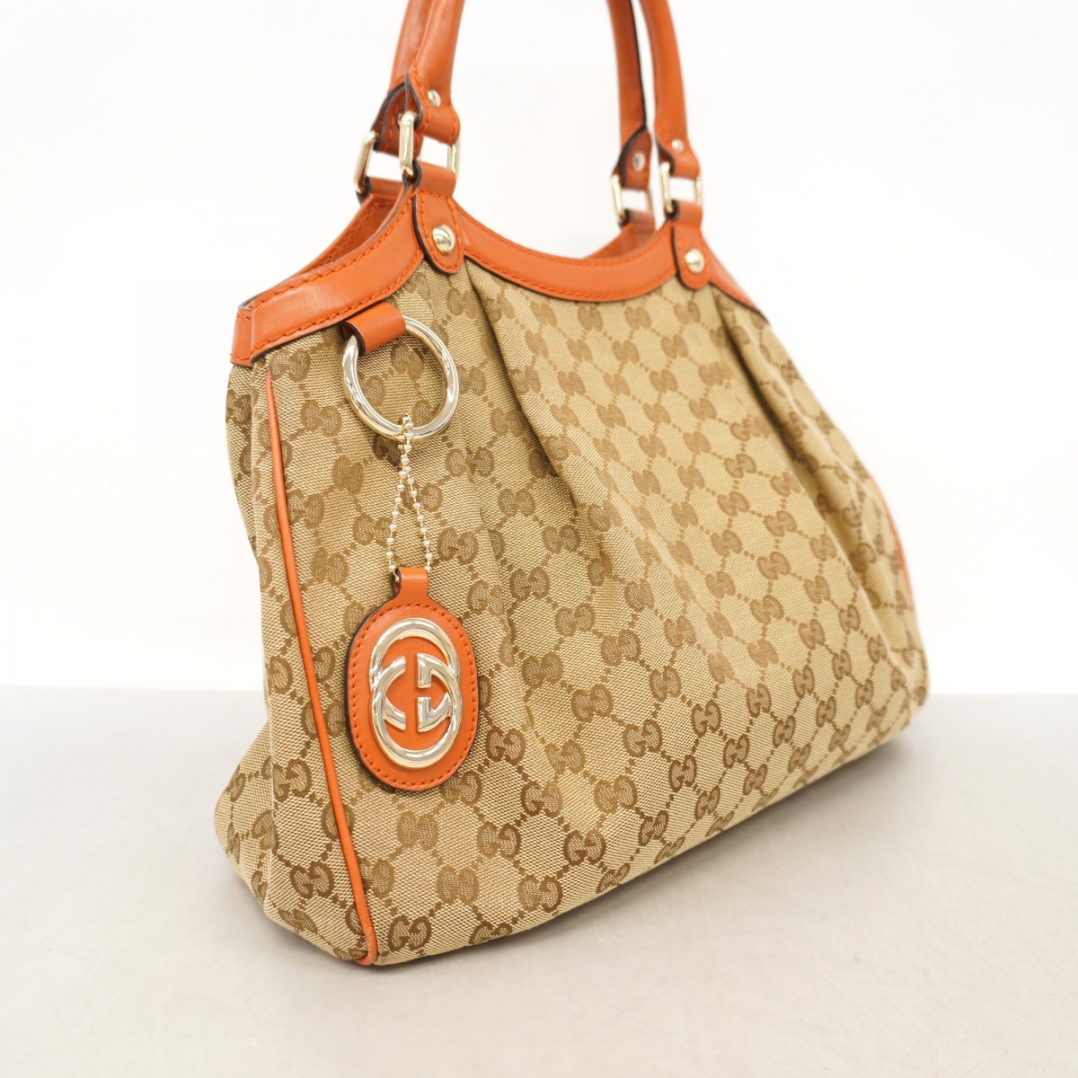 Auth [6ba1402] GUCCI Handbag GG canvas 211944 Canvas Beige Orange Champagne ... thumbnail 2