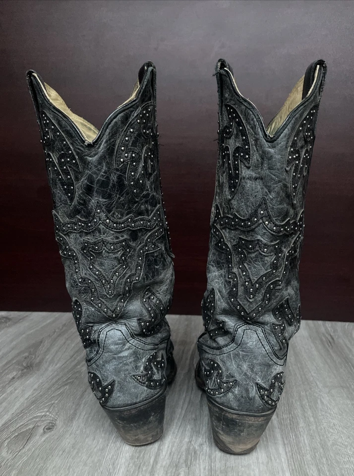 Vintage Corral Distress Leather Cowgirl Glitter Boots Women's Size 9 M - Image 4 of 4
