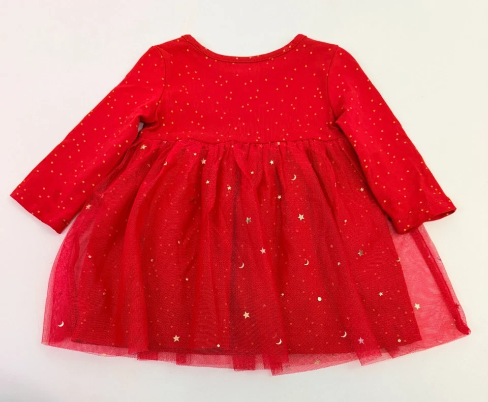 Vestido de Vacaciones Hanna Andersson 6-12M 70cm Rojo Estampado Luna y Estrellas Usado LEER Foto 2 de 4