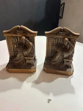 pompeian bronze Clad Monk Bookends L V Aronson 1920