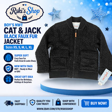 Boy's NWT Cat  Jack Black Faux Fur Jacket Sizes XS, S, M, L, XL