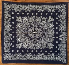 Vintage Navy Blue Paisley Bandana All Cotton Fast Color Americana Cowboy