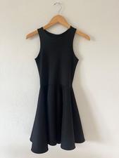 Minimal Sleeveless A Line Little Black Dress Crew Neck Career Chic Elegant Small