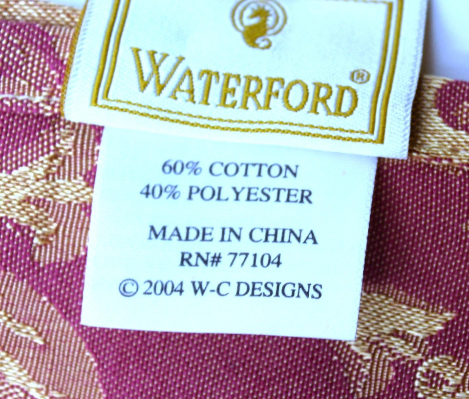 WATERFORD 2004 W-C Designs 68"x84'' Mauve Wine Gold Damask Banbridge Beautiful - Image 4 of 4