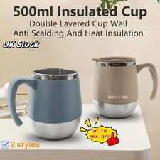 500ML Stainless Steel Insulated Travel Mug with Handle Coffee Cup Double Wall