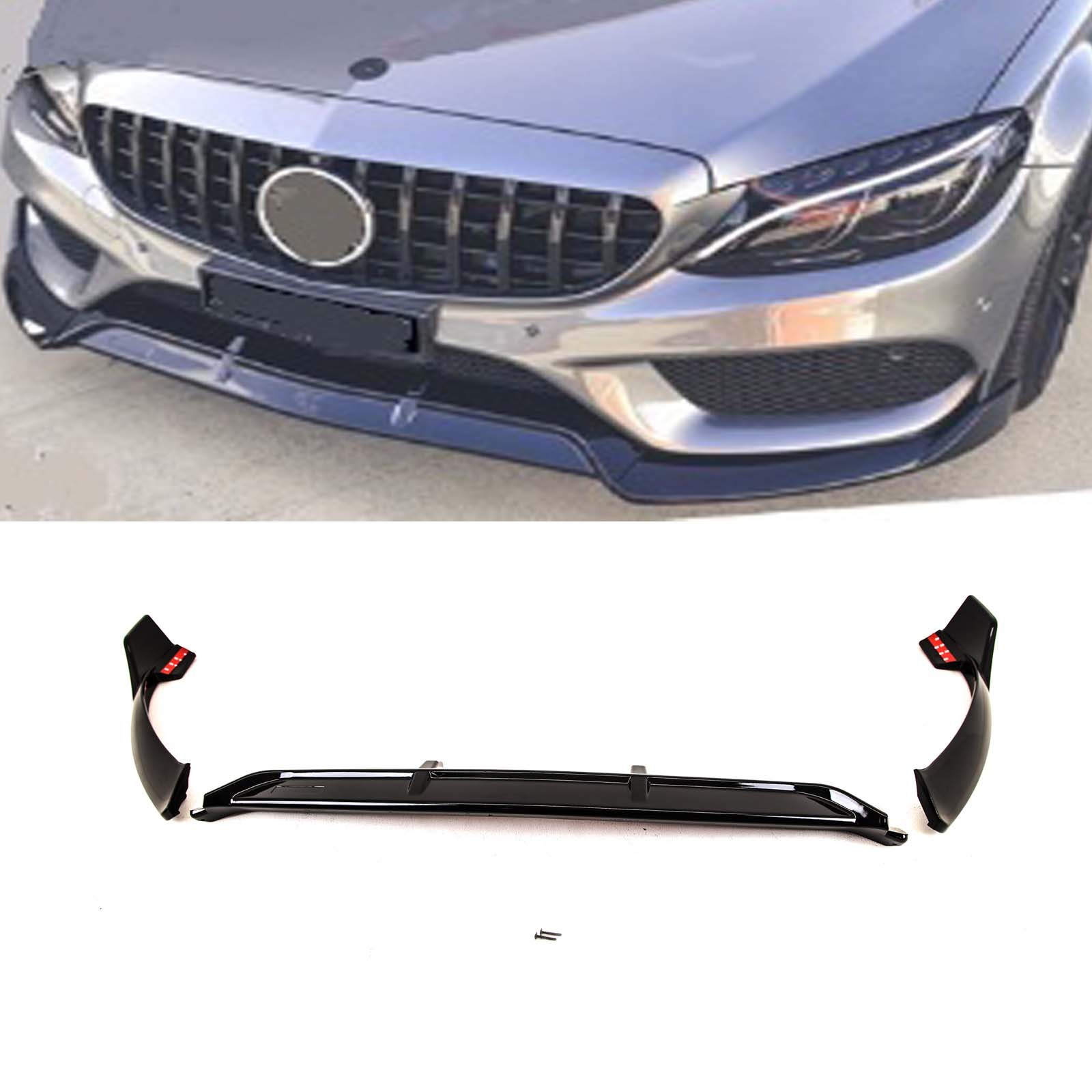 Fits Mercedes C-Class W205 C205 2014-2018 Front Lip Splitter Sport Gloss