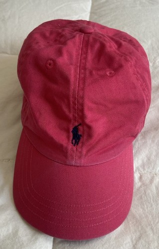 Polo Ralph Lauren Buckle Adjustable Reddish Pink/Navy Blue Pony Hat - Kids Youth - Picture 1 of 10
