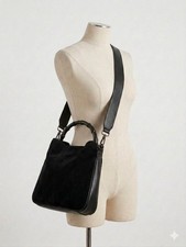 Vintage Tom-Ford Era GUCCI Bamboo 2Way Hobo Bag Black Suede & Leather Pristine