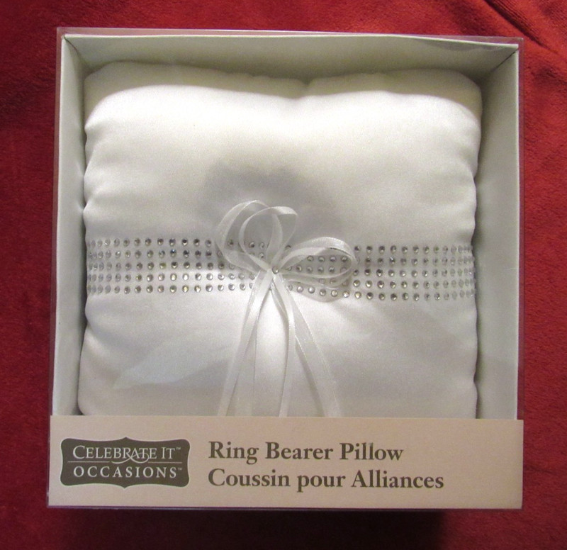 CELEBRATE IT OCCASIONS White Satin Rhinestone Wedding RING BEARER PILLOW