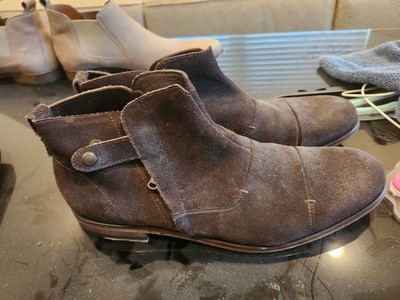 John Varvatos Zip Side Ash Brown Suede Ankle Boots Men's size 11 