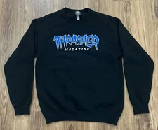 Thrasher Magazine Crewneck Sweatshirt Pullover Skater Blue Graphic Mens Medium 