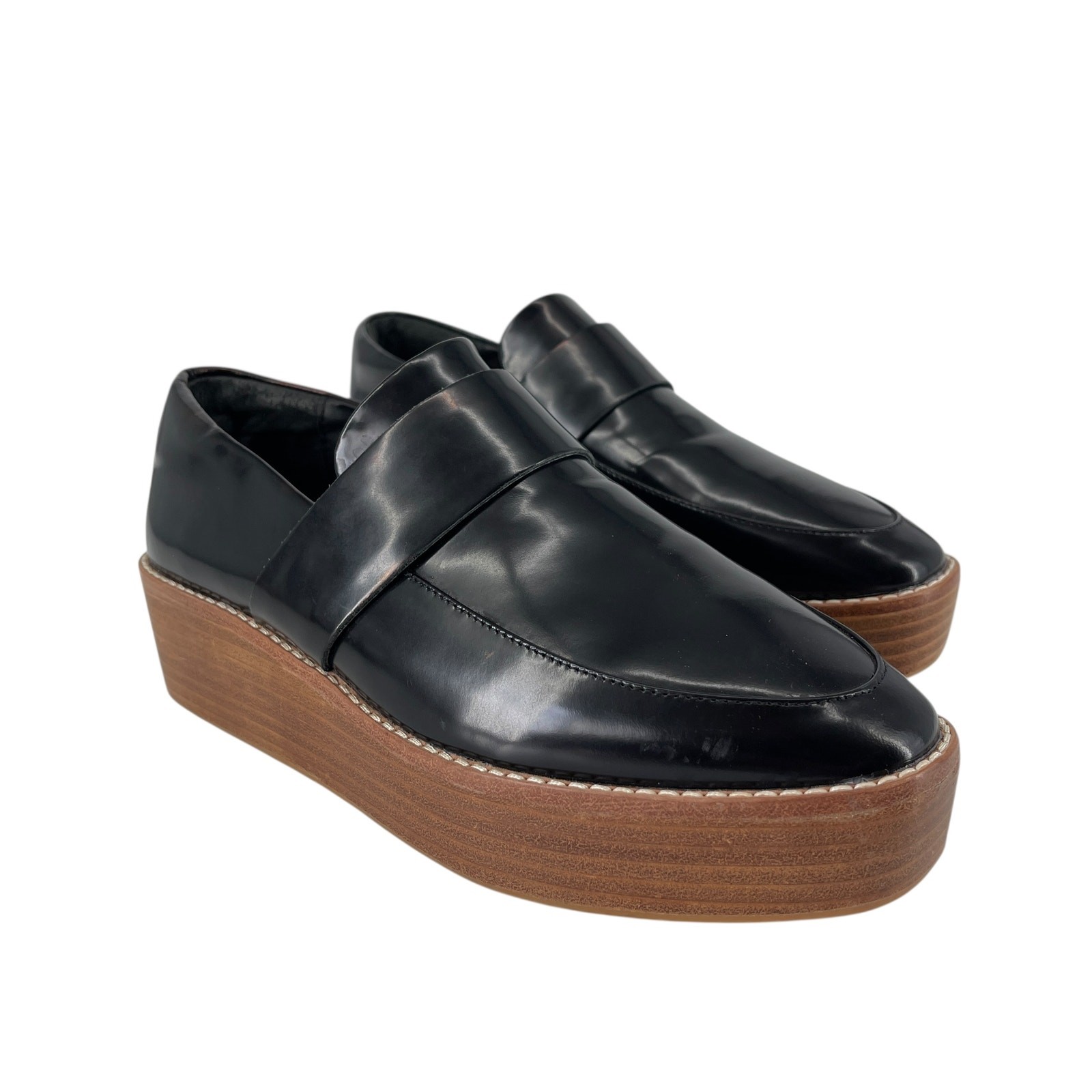 SAOLA Mocassini Sol Sana Venus neri in vernice con plateau taglia EU 38 US 7