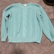 Cat  Jack Crew Neck Sweater Blue Mint Youth Large YL 10/12 Girls Pullover