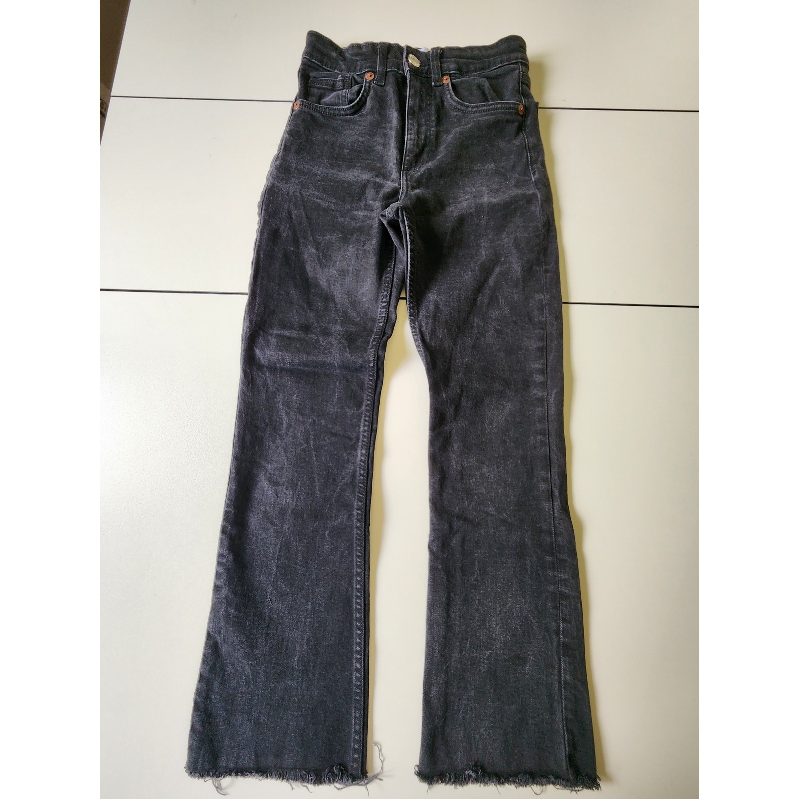 Vintage Zara Black Flare Wide Leg Jeans Womens 4