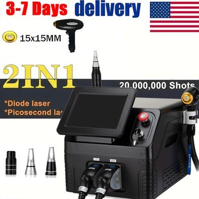 2IN1 755nm 808nm 1064nm Diode Laser Hair Removal Pico Tattoo ND YAG Machine