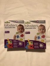 2 Boxes - bibsters DISPOSABLE BIBS for 0-6 mos - 20 Quilted Bibs In Each Box New
