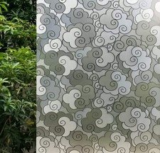 VSUDO Frosted Window Film, Swirly Cloud Pattern, Non-Adhesive, Static Cling D...