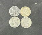 x4 Washington Quarters Silver 90% Circulated Pre 1964 Lot Of 4 Coins