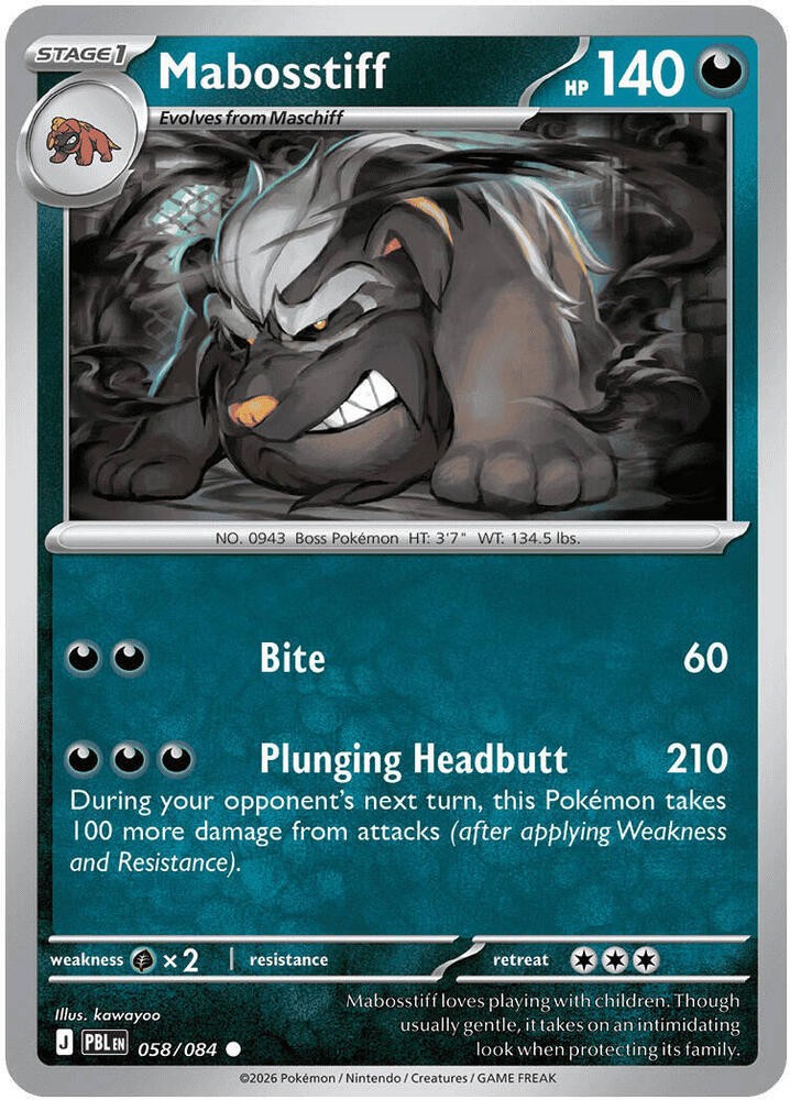 Mabosstiff ME05: Pitch Black 058/084 Reverse Holo Pokemon TCG LP