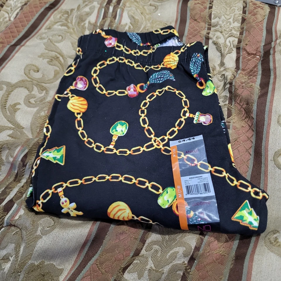 Junior Mujer Negro Pan de Jengibre Hombre Calce Elástico Navidad Vacaciones Leggings (M) Foto 4 de 4