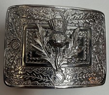 Stunning Chrome Kilt Belt buckle 3D Thistle design only £14.99