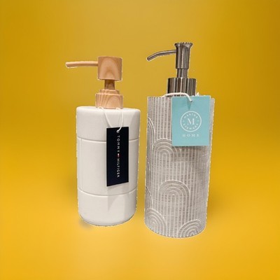 NWT Tommy Hilfiger White Ceramic Pump And Martha Stewart Textured Soap Dispenser