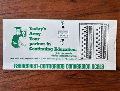 Vintage Metric to English Conversion Slide Scale ARMY Recruiting 1977 Calculator