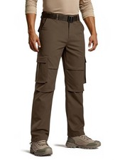GINGTTO Mens Tactical Pants Stretch Slim Fit Cargo Waterproof Brown 36