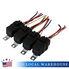 5 pin  wire Heavy Duty Car Auto Relay 12V 40 amp Waterproof Plug Socket 4 pack