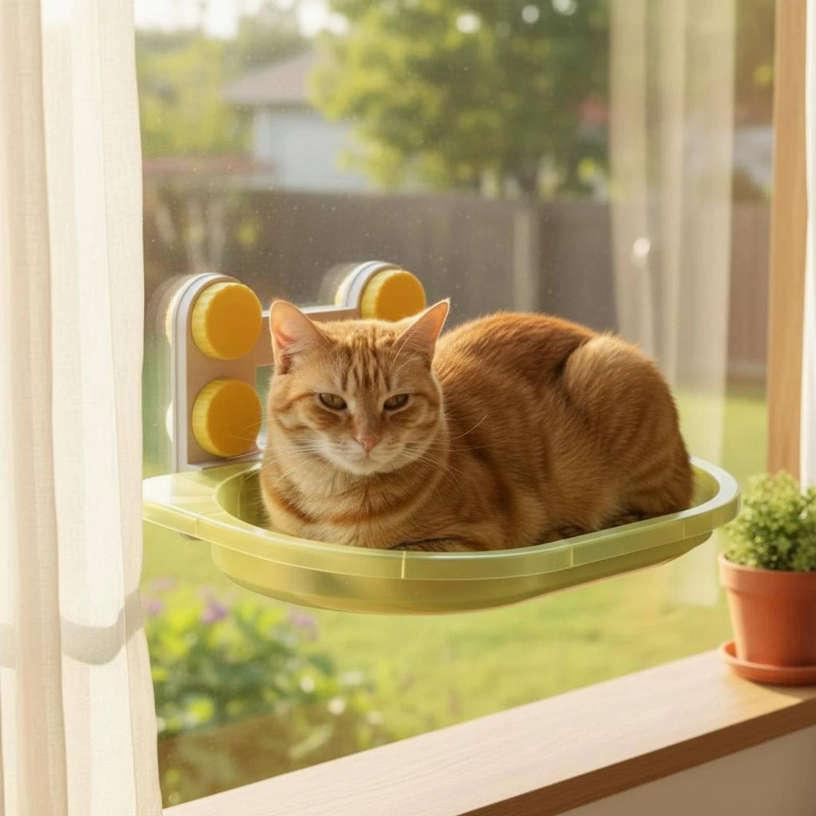Suction Disc Feline Bed Sunbathing Pet Furniture Easy to Install for Balcony