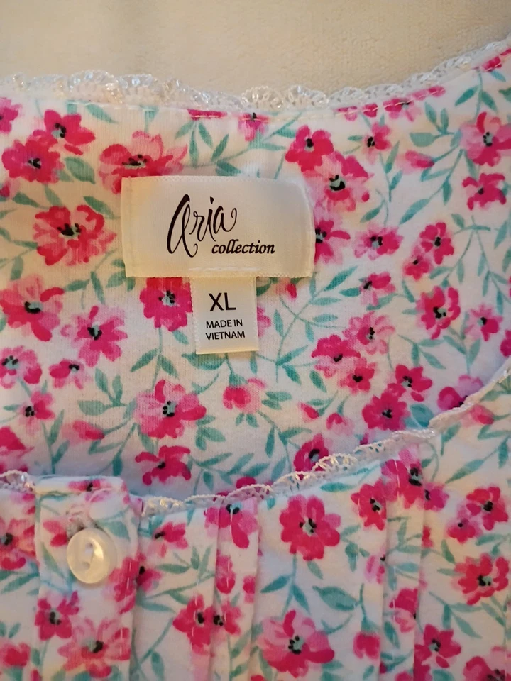 Camisón Floral Manga Corta Colección Aria XL Algodón Rosa Femenino Foto 4 de 4