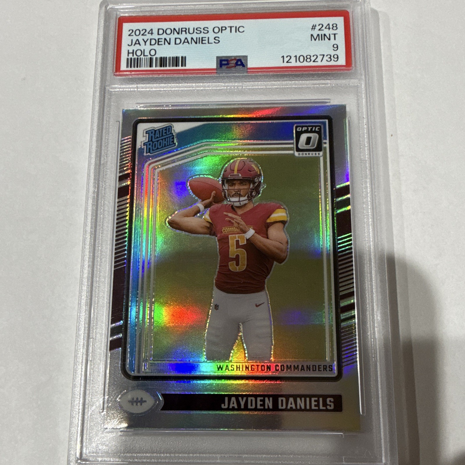 Panini 2024 Donruss Optic Jayden Daniels Rated Rookie Holo Prizm #248 PSA 9