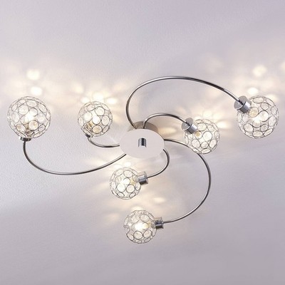 Lindby Deckenlampe 'Tyron' (Modern) in Chrom aus Metall (6 flammig, G9) - Decken