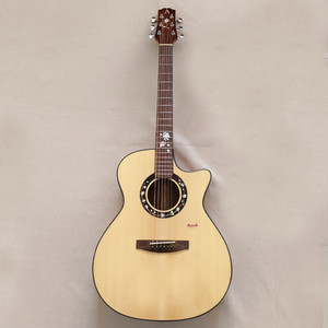40" Cutaway Acoustic Guitar Solid Engleman Top Abalone Inlay Bone Nut Gigbag