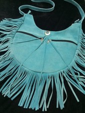 Native American Western Crossbody Handbag Suede Leather Bag Purse Fringe Beaded