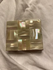 Vintage Pearl Case Co Compact Gold Tone Mother Of Pearl 