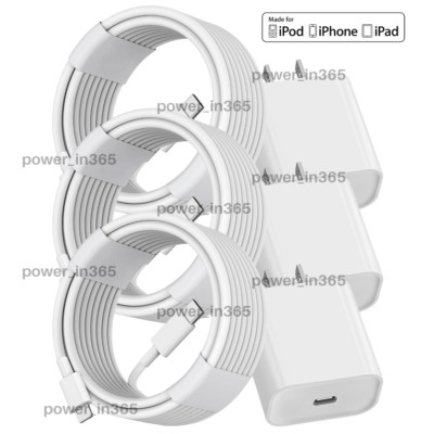 USB-C Power Adapter Block 20W PD Fast Charger Cord For iPhone 13 12 11 XR 8 iPad