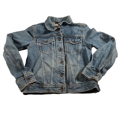 DKNY Womens Long Sleeve Denim Jacket Size L Blue Medium