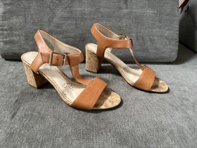 Clarks Somerset Women's Smart Deva Dress Sandals 8.5 Open Toe Leather Heels