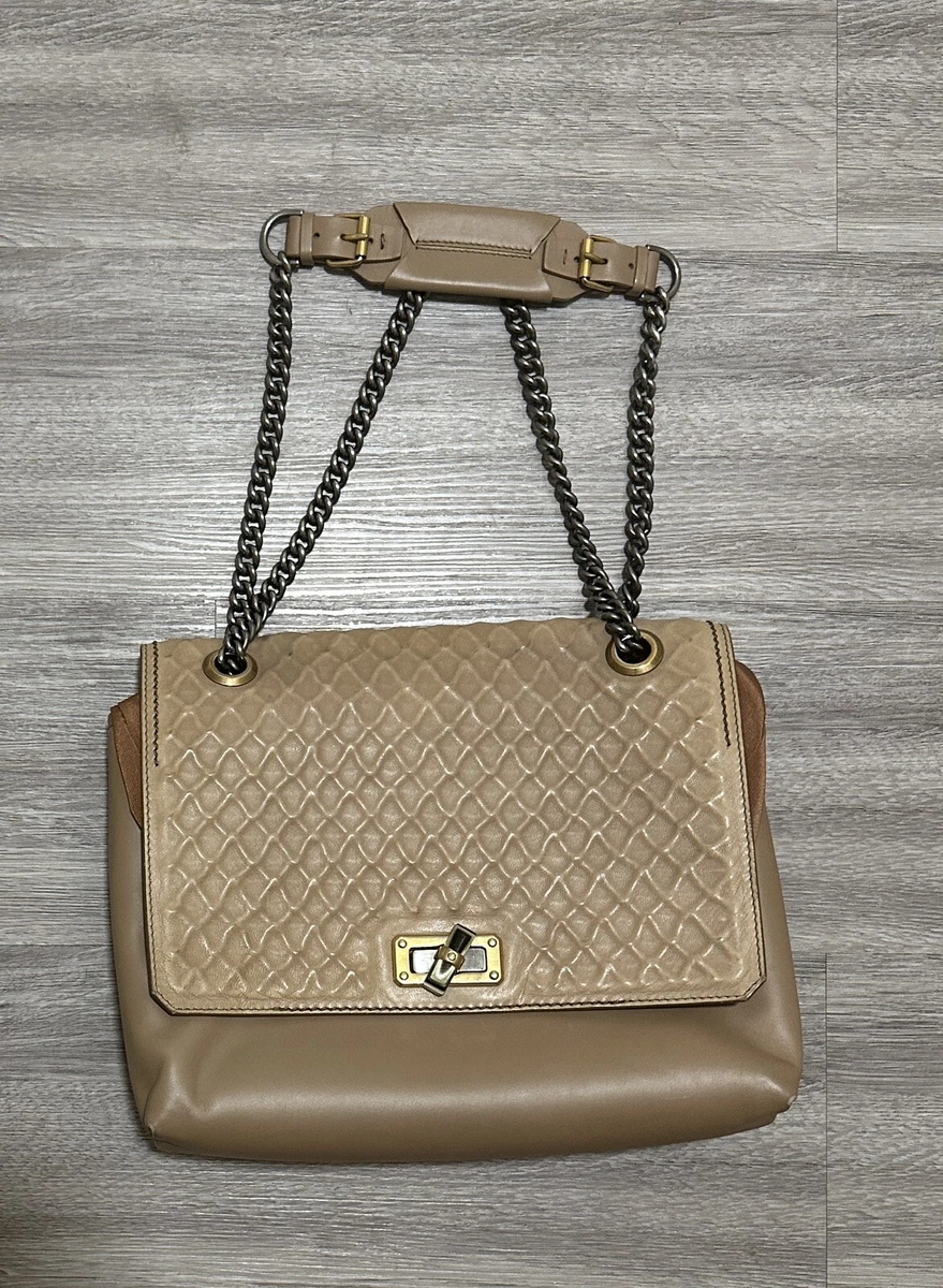 Lanvin Shoulder Bag Beige Quilted 2 Way Flap Tote 31403 eBay