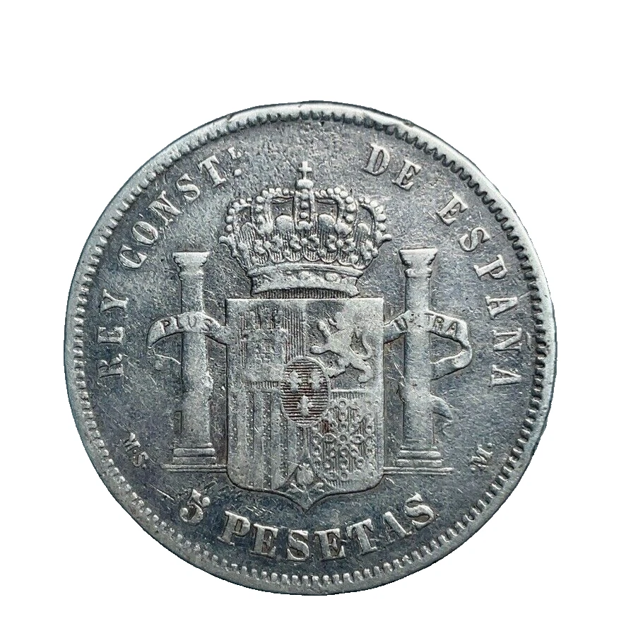 Spain 1884 (84)  5 PESETA MS-M Madrid ALFONSO XII 0.900 Silver Coin KM#688 - Image 2 of 4