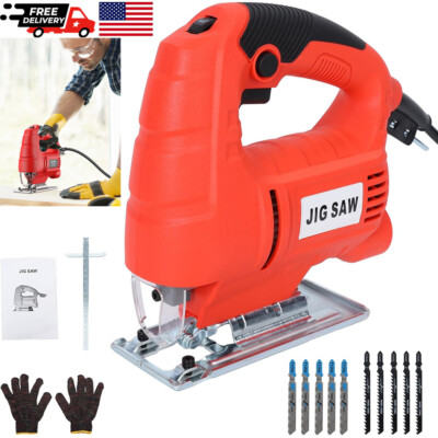 710W Jig Saw 3000RPM Corded Electric Jigsaw 6 Variable Speeds Jigsaw Tool Kit US