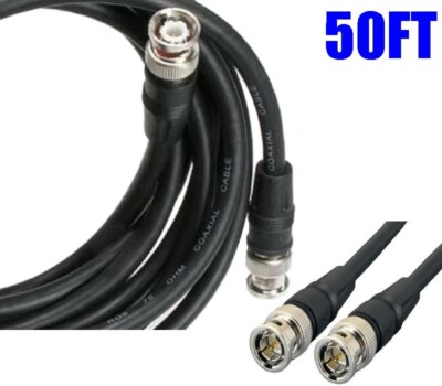 50Ft BNC RG59 U Coax Male to Male HD-SDI Video Cable CCTV Security Camera  Cord