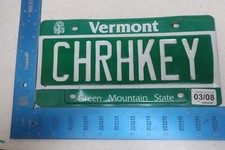 Vermont VT License Plate Tag Vanity 2008 08 Church Key CHRH Key CHRHKEY #2