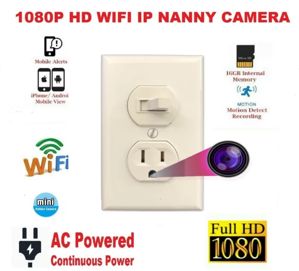 1080p hd ac powered electrical outlet hidden spy camera 2025