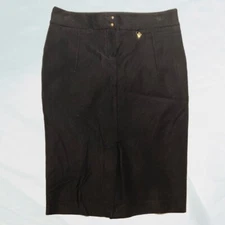 Celyn B Black Above The Knee Pencil Skirt Womens Sz 42 Gold Lock